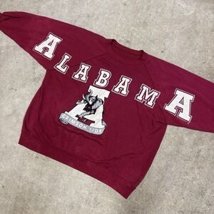 Crazy Vintage Alabama Crimson Tide Shoulder Spell out Sweatshirt Streetwear XL